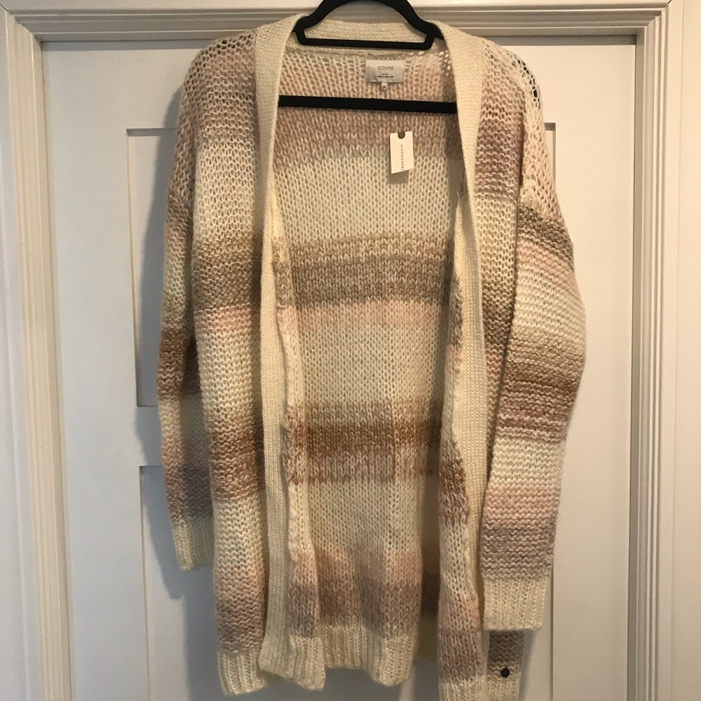 Metallic Striped Cardigan Anthropologie Cozy Cottagecore NWT